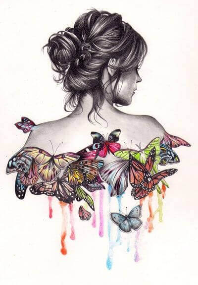nainen ja perhoset