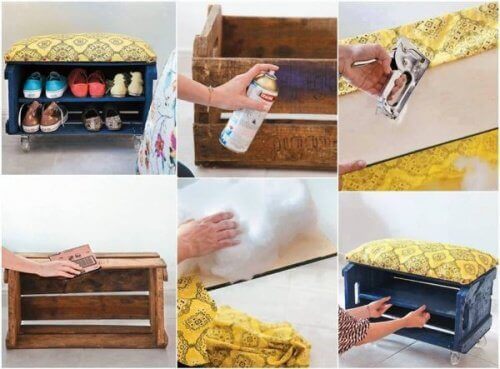 puulaatikot uusiokäytössä;; kenkäpenkki