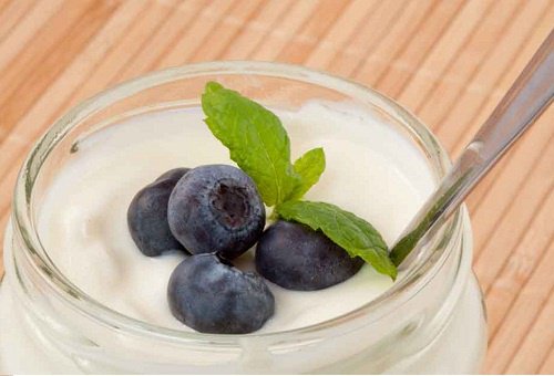 jogurttia ja mustikoita, terveellinen suoliston kasvusto