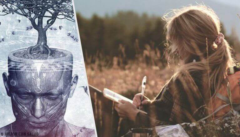 miehen päästä kasvaa puu