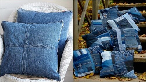 Vanhan farkkukankaan voi hyödyntää myös uusien tyynyjen tekemiseen