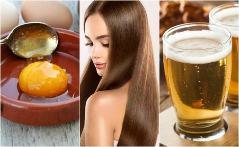 Hiuksia silottava hoito oluesta ja kananmunasta