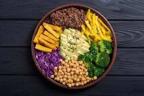 raakaravintoruokavalion lautanen